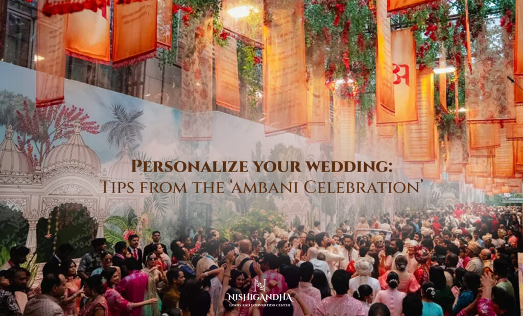 Elegant customized wedding décor setup at a luxury wedding venue Pune with floral stage and grand lawn arrangement