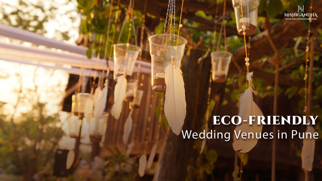 Eco-friendly outdoor wedding setup with greenery décor at a sustainable wedding venue Pune