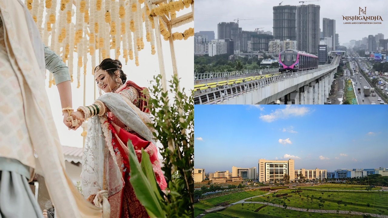 Elegant outdoor celebration at a Hinjewadi turf for wedding events in Pune with modern décor and spacious seating.