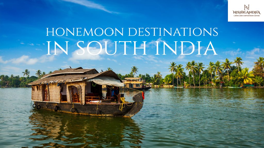 Couple enjoying a romantic honeymoon at a scenic destination in South India with lush greenery and backwaters.